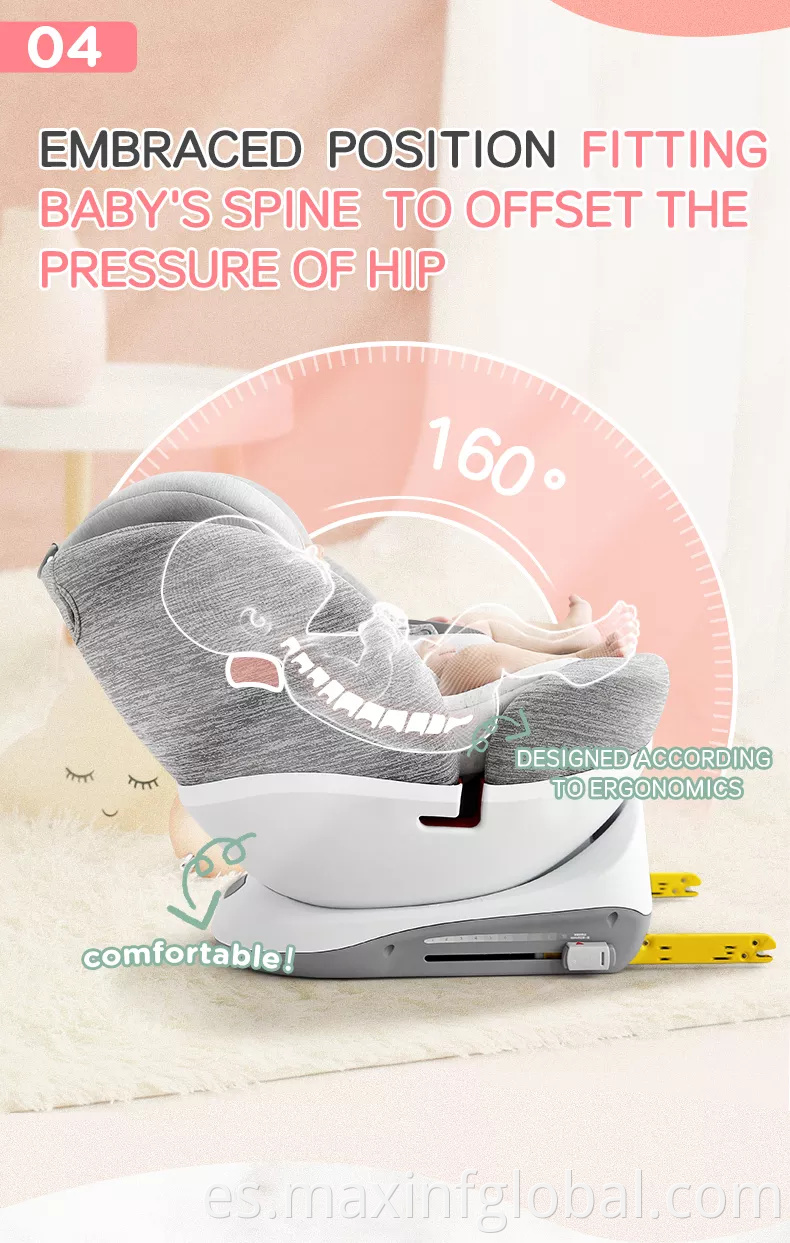 Eembraced position fitting baby's spine to offset the pressure of hip